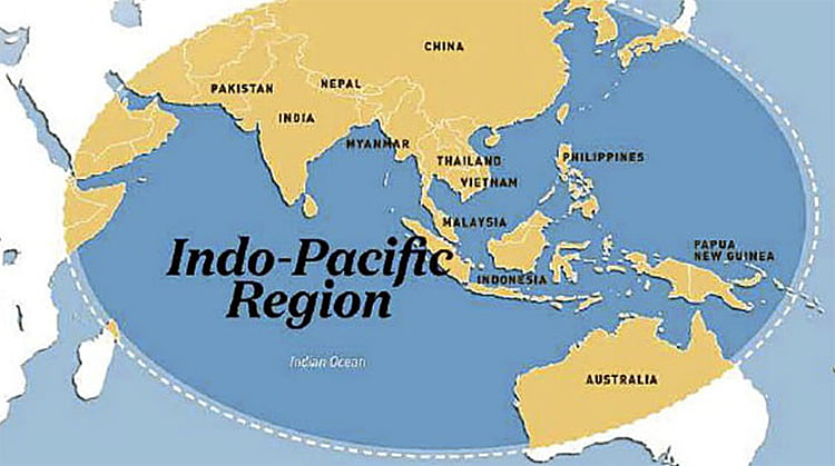 Mapa da região do Indo Pacífico.
