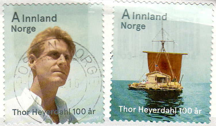 selos com imagens de Thor Heyerdahl.