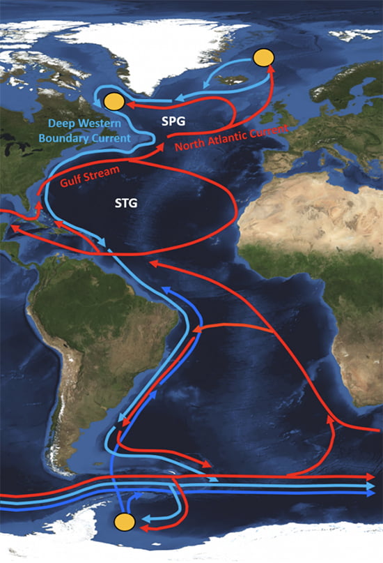 Circulação de Revolvimento Meridional do Atlântico (AMOC)