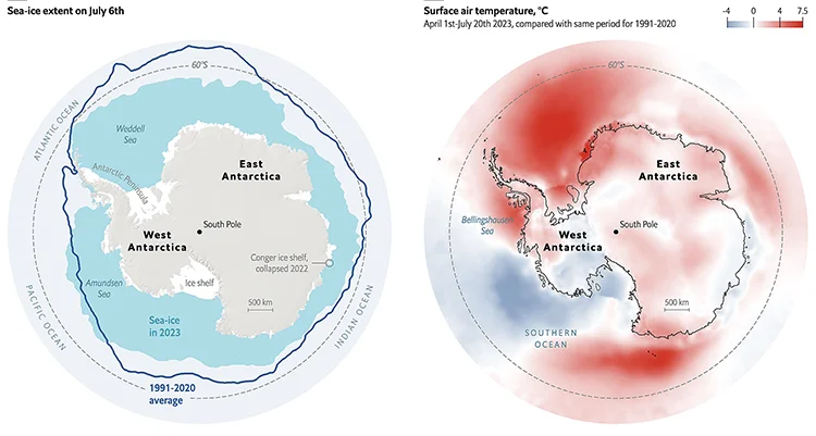 gráfico do gelo marinho da Antártica