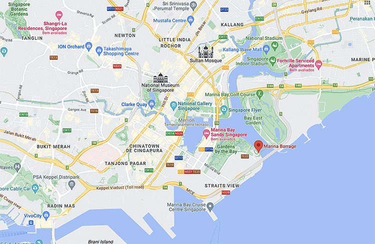 mapa da Marina Barrage