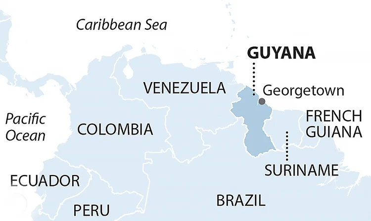 mapa da Guiana.