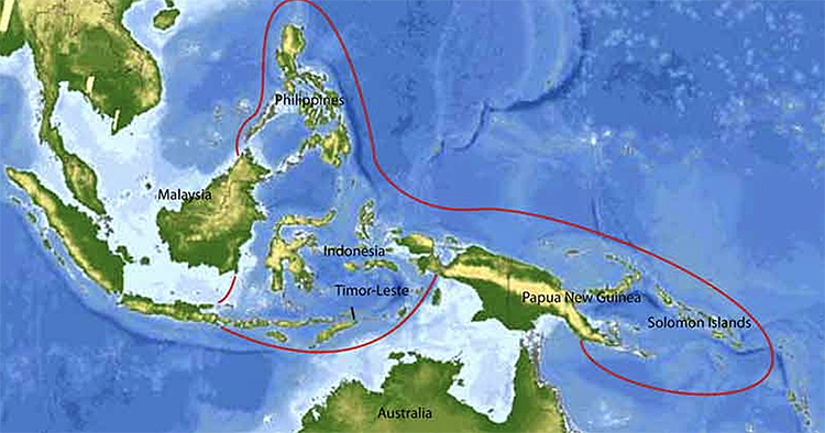 mapa do triângulo de coral onde fica a ilha Ataúro.