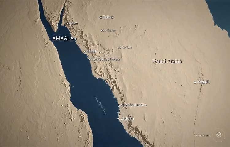 mapa da costa da Arábia Saudita