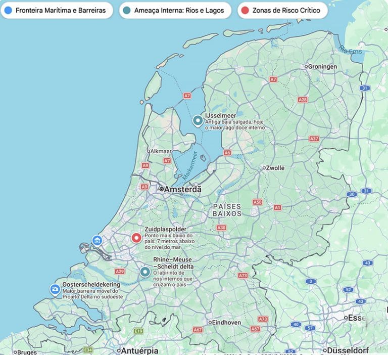 mapa da Holanda com marcação