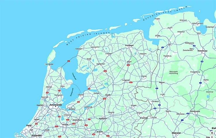 mapa da Holanda