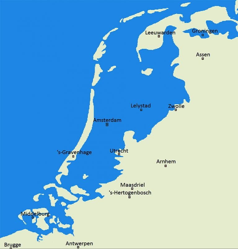 mapa dos diques na Holanda.