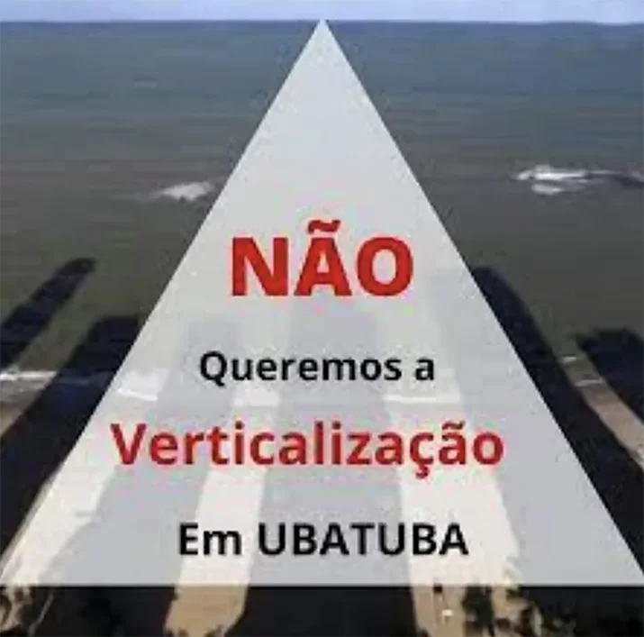 Placa contra a verticalização em Ubatuba