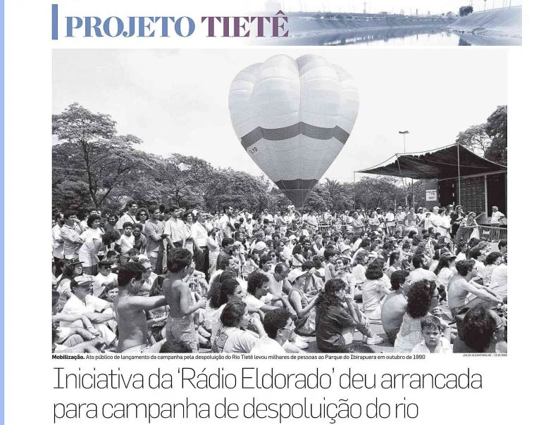 Um balão na campanha de despoluição do Tietê.