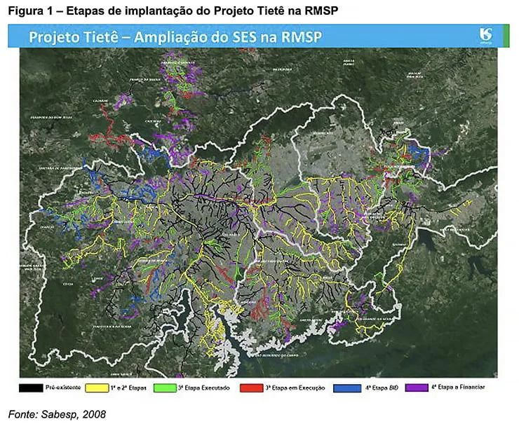 etapa do projeto Tietê na região metropolitana