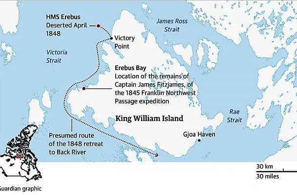 mapa da expedição Franklin