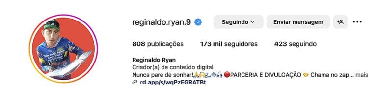 perfil de Reginaldo raya no Instagram