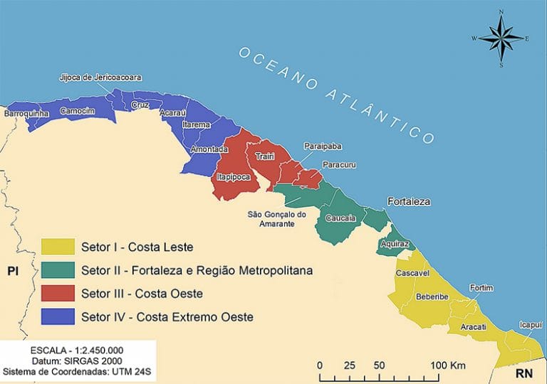 mapa do litoral oeste do ceará