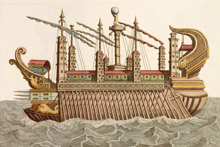 desenho do navio syracusia, de Arquimedes