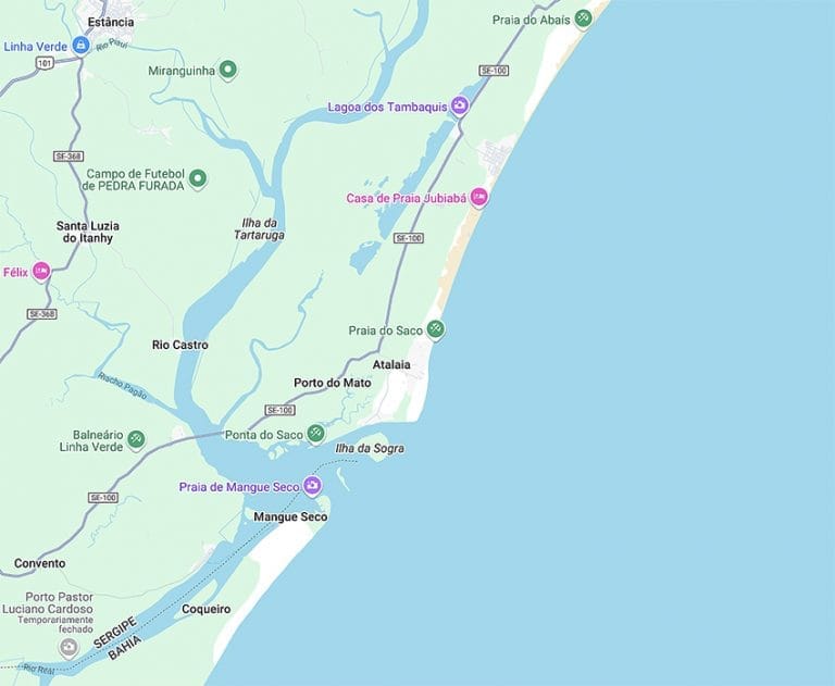 mapa Ponta do Saco, litoral de Sergipe