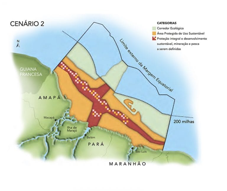 Cenário 2: Corredor ecológico menor na Margem Equatorial.