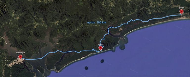 mapa do lagamar onde moram as últimas comunidades caiçaras que ainda mantém suas tradições