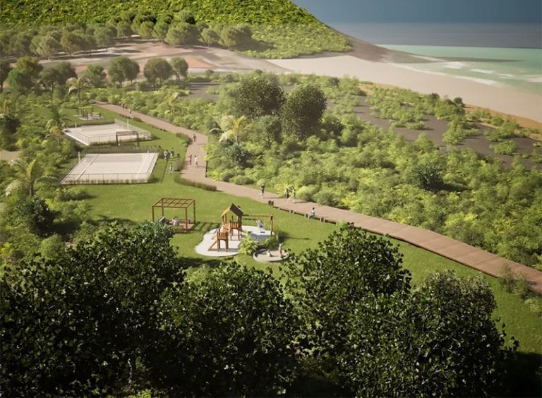 Parque em área de vegetação de restinga