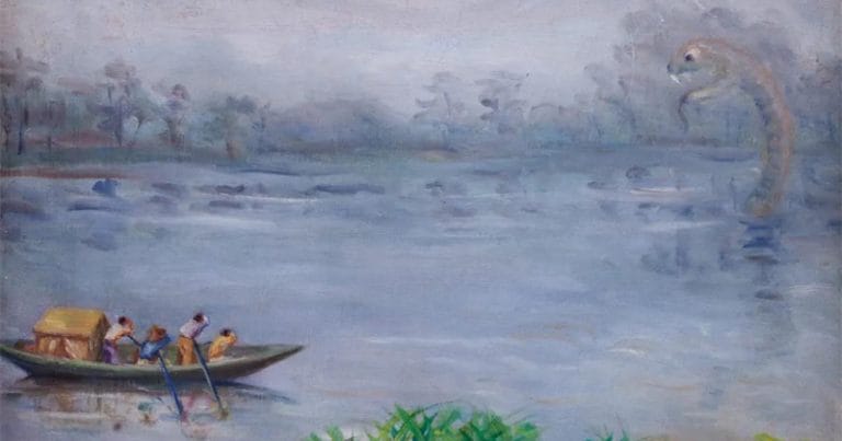 Imagem de monstro na rota das monções.