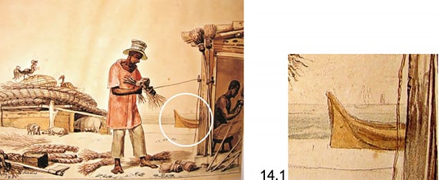 desenho de canoa de pau caiçara