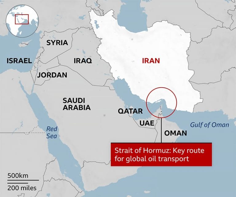 mapa do Estreito de Ormuz
