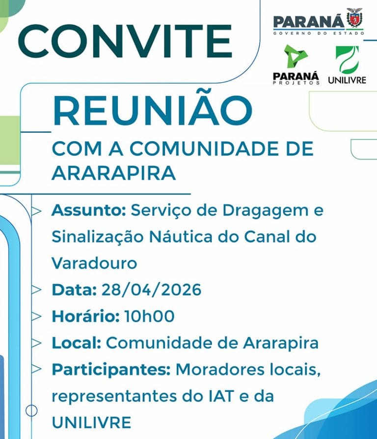 Convite do Gov do Paraná para reunião em Ararapira 