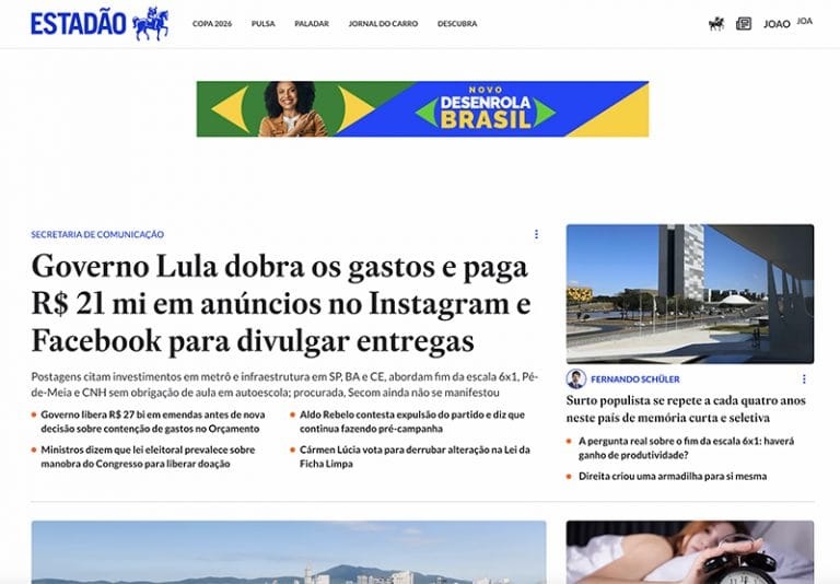 Portal Estadão em de 25 de maio sobre engorda de praia em Itapema