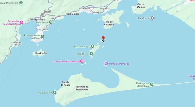 Mapa da Ilha dos Gatos, em Mangaratiba 