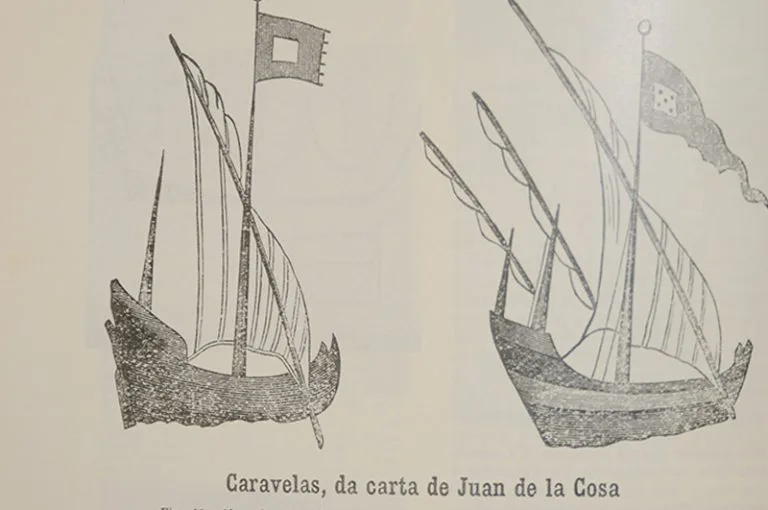 Caravelas, da carta de Juan de la Cosa.