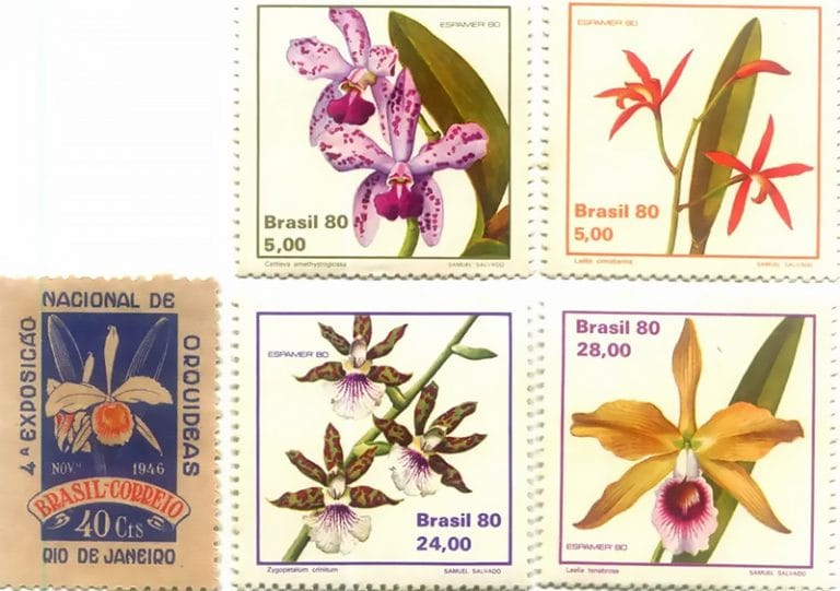 Selos brasileiros com imagens de orquídeas